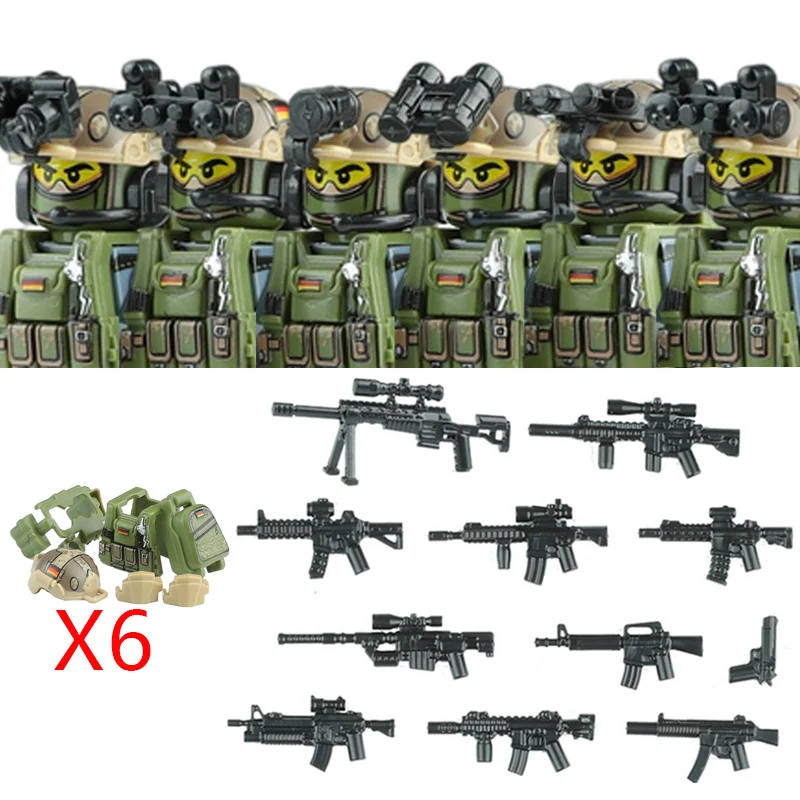 Militär-Spezialeinheiten-Serie Bausteine Stadt-Polizei Kommando SWAT Armee-Soldat Figur Gasmaske Waffen Bausteine Spielzeug
