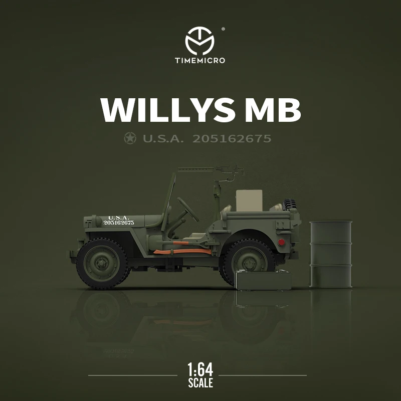 TM In Stock 1:64 WW2 Willys MB Military Vehicles Alloy Diorama Car Model Collection Miniature Carros Toys Time Micro