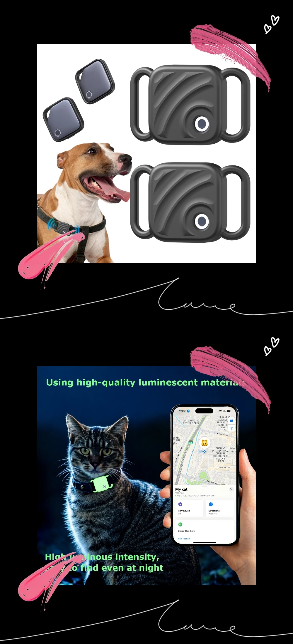 For UGREEN FineTrack Protective Case for Pet Collar Dogs Cats Backpack Soft Silicone Anti Drop Shockproof Night Glow 4 Colors