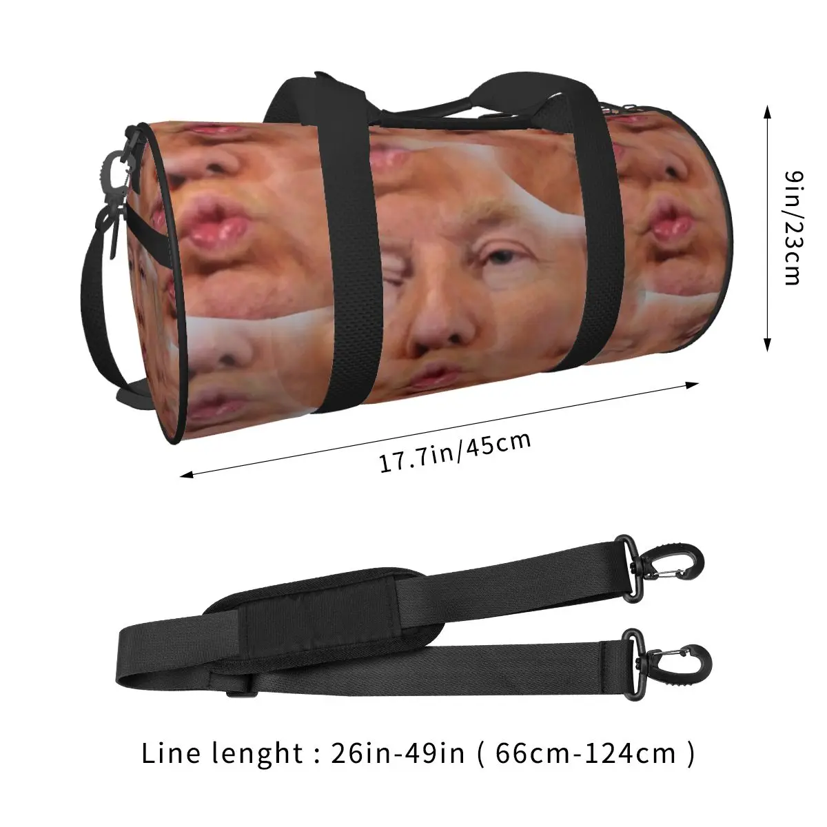 Funny Trump Kiss Face Gym Bag Outdoor Sports Bags with Shoes Swimming Custom Handbag Funny Fitness Bag For Male Female