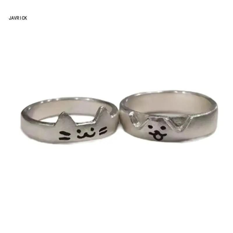 Fashionable Couple Rings Accessory Eye catching Alternative Couple Rings Stylish Silver Rings for Pet Lovers