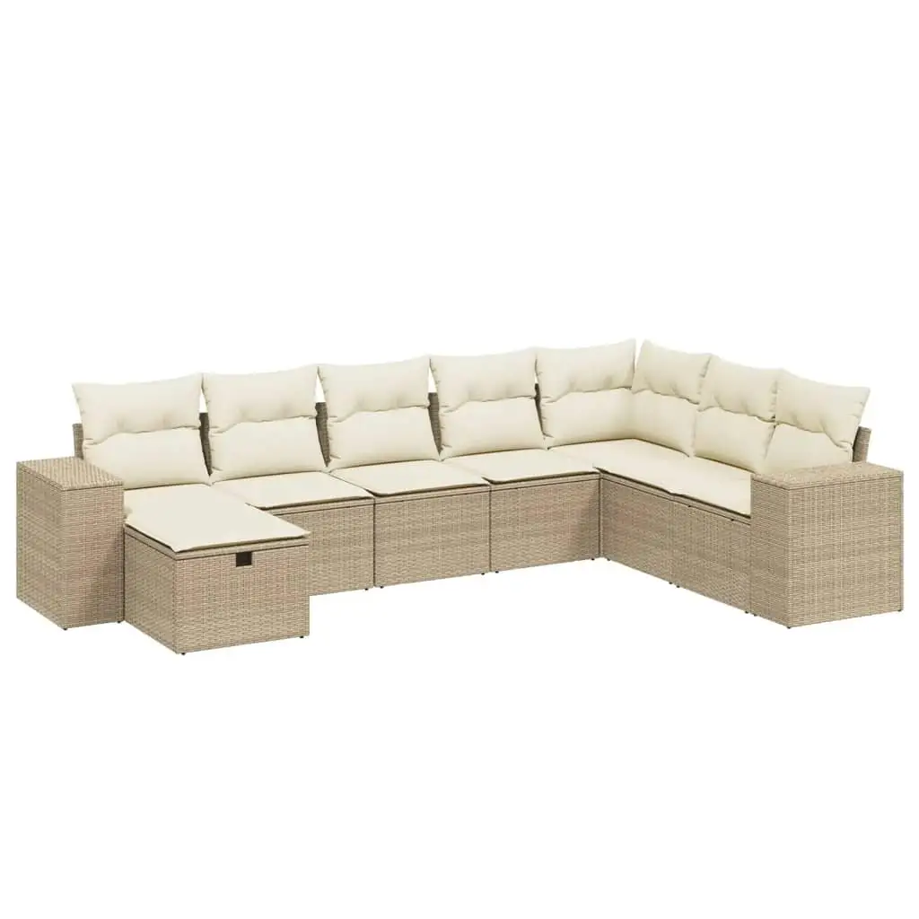 Beige Poly Rattan Garden Sofa Set Large Modular Steel Stylish Outdoor Furniture