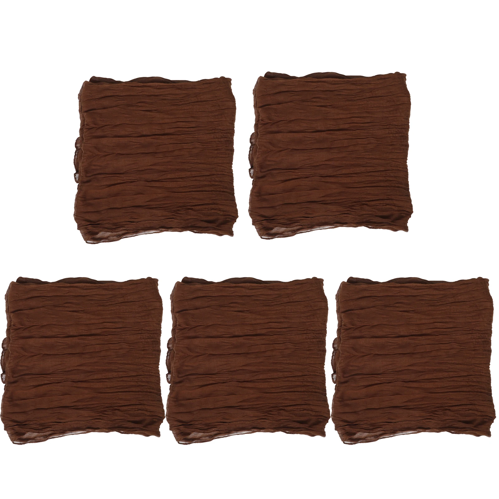 

5 Pcs Table Runner Tablecloth Pleated Brown Polyester Home Decor Boho Style Wedding Shower Fall Decorations Neutral Color Living
