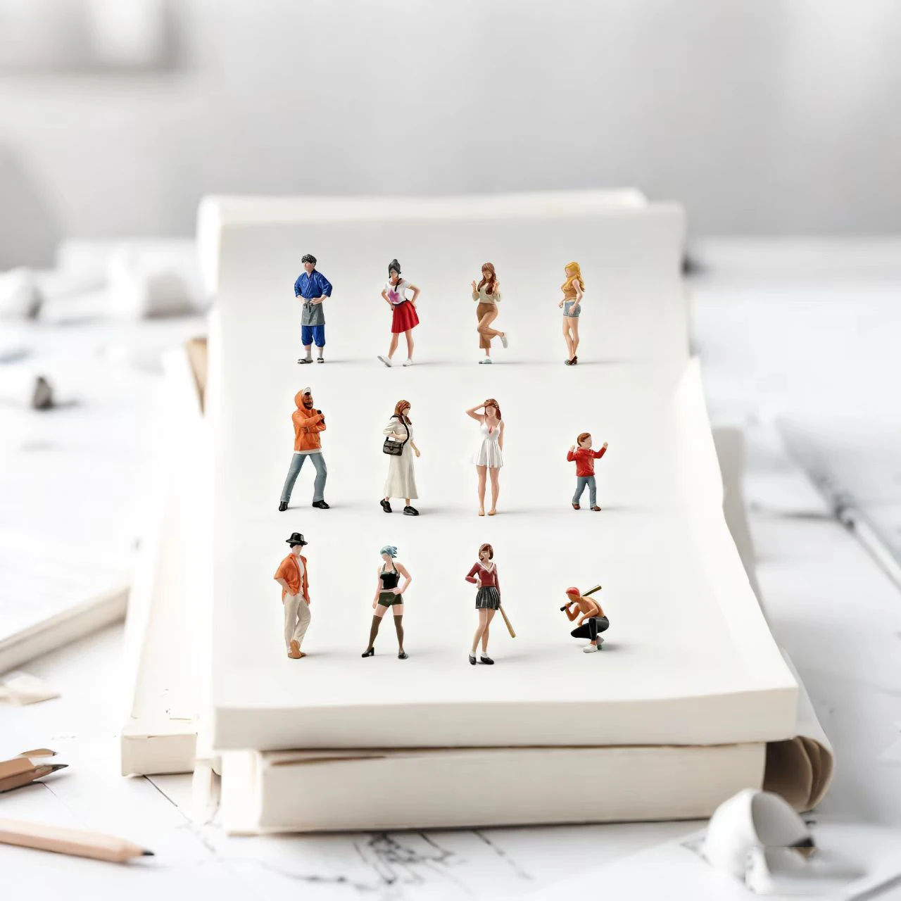 

Minifigure 1/64 Miniature Figures Trendy Men Women Diorama Garage Scenes Resin Model Kit DIY Craft Toys Figure Decoration Hobby