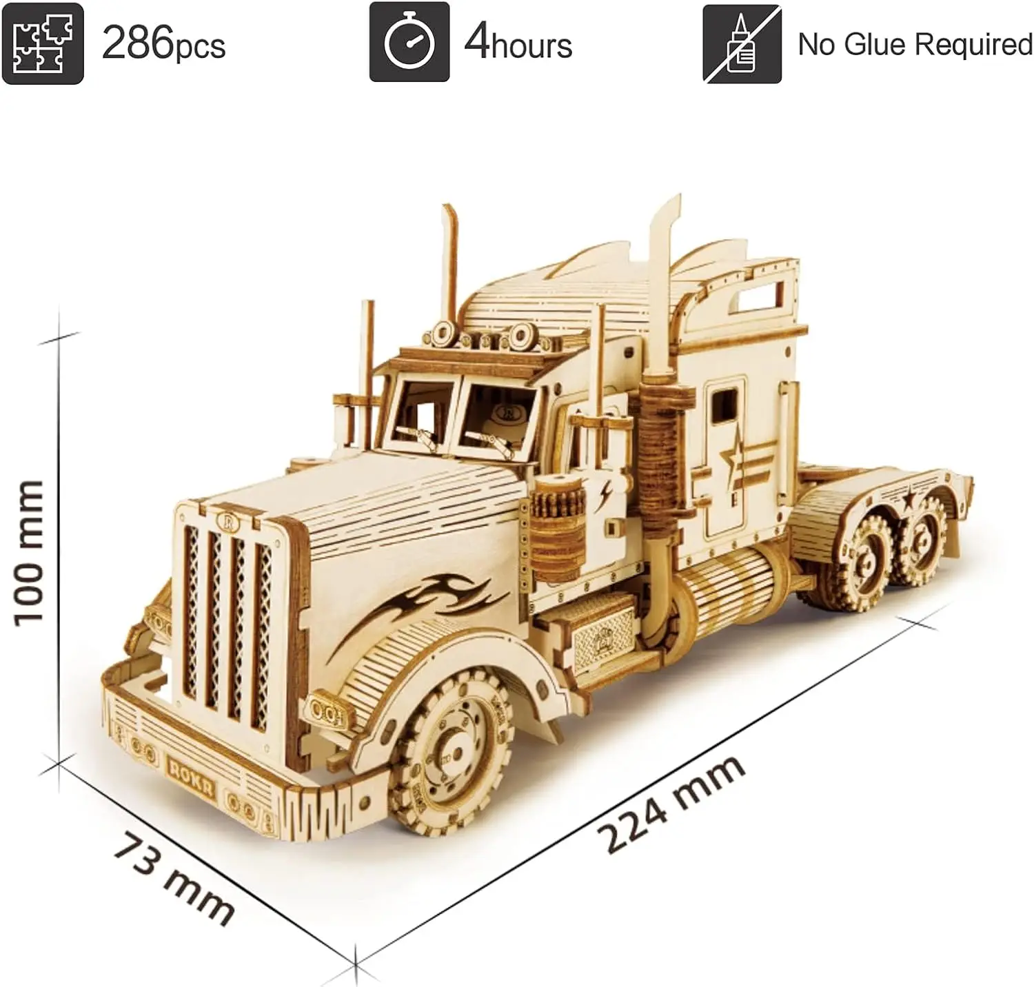 Robotime 3D Wooden Puzzle Heavy Truck Model Army Field Car Prime Steam Grand Prix Car Brain Teaser Toys for Adults and Kids