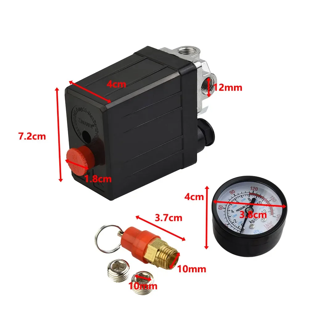 175psi 4 Port Air Compressor Pressure Switch Manifold Regulator+safety Valve Pneumatic Part Air Compressor Switch Blanking Plugs