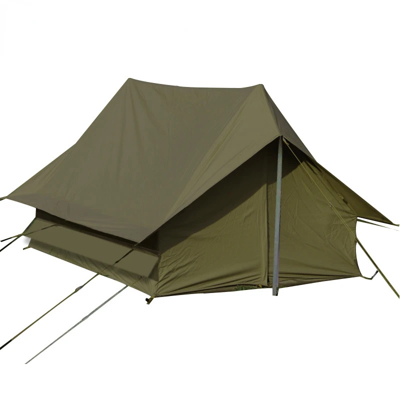 Outdoor Waterproof Hiking Traveling Camping Tent Cabin Ridge Tent Rain Proof Cabin Type A-shaped Oxford Cloth Vintage Green