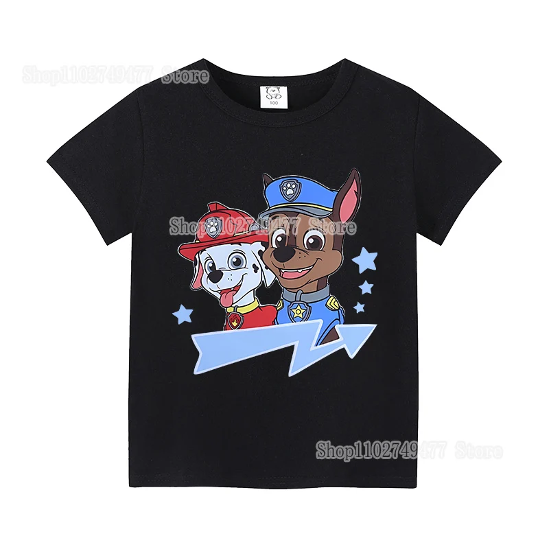 Camiseta de la patrulla canina para niños, ropa para niños y niñas, ropa de calle de dibujos animados, camisas con estampado de figura Kawaii Chase