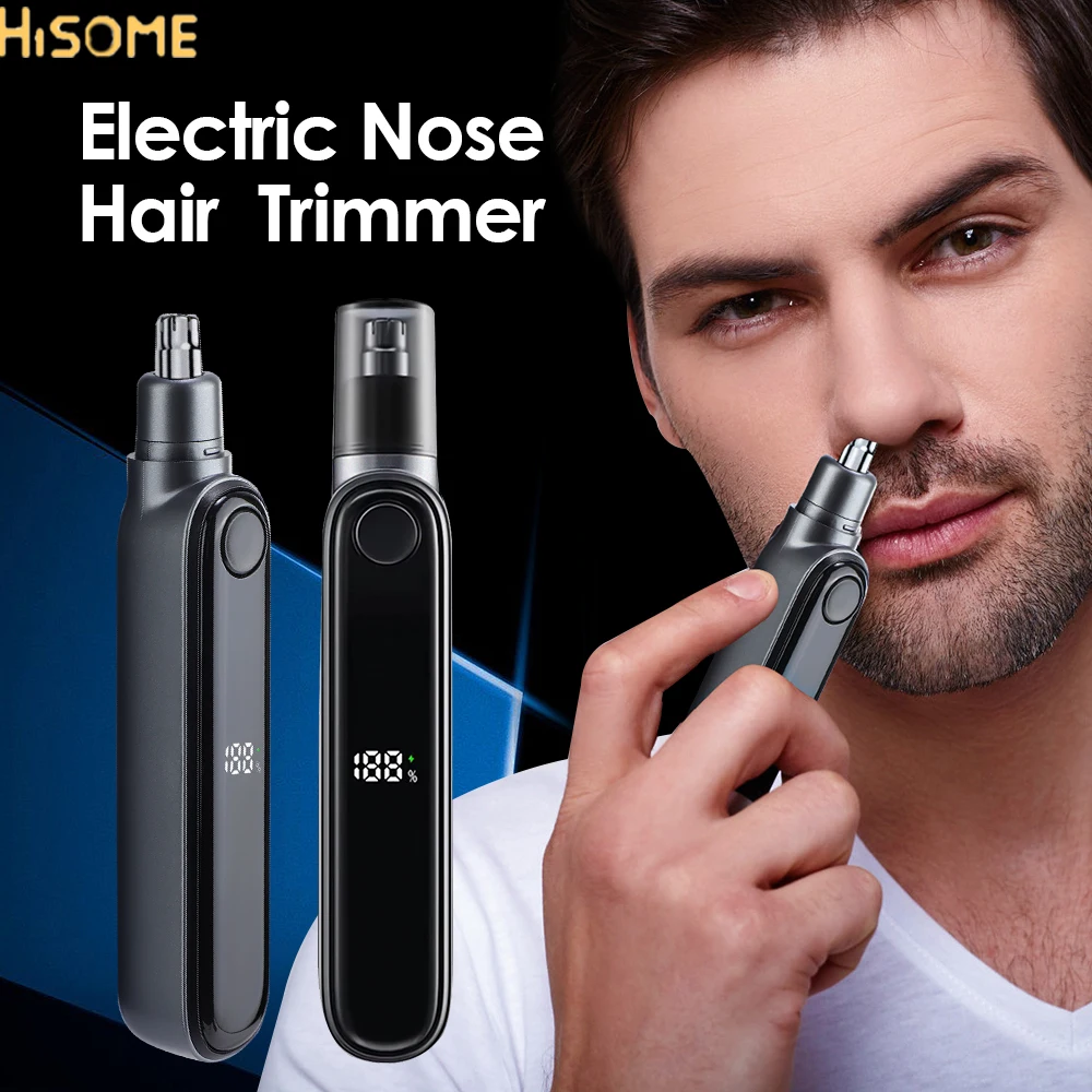 Electric Nose Hair Trimmer Intelligent LED Digital Display Ear and Nose Hair Beard Trimmer 13000RPM Dual Edge Blades USB Recharg