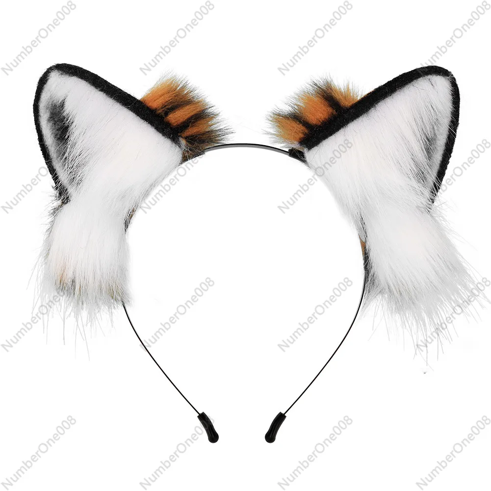 

Plush Cosplay Tiger Headband Comic Exhibition Props Realistic Animal Ears and Tail Set Children's Performance Headwear