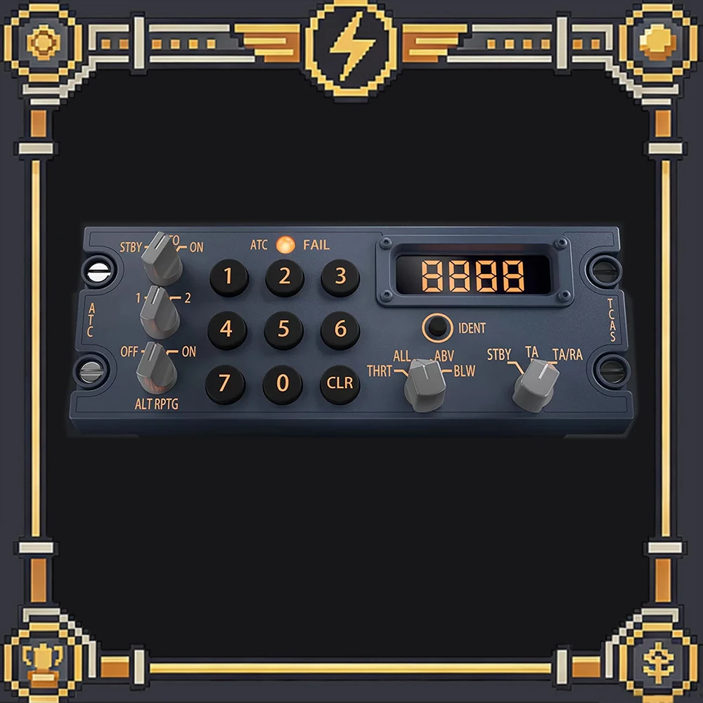 WINCTRL A3XX TCAS ATC Flight Simulator Cockpit Control Panel for MSFS 2020 2024 X-Plane 11 12 with Backlit Buttons and Display