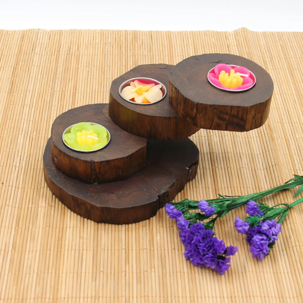 

Wooden Candlestick Three Tier Brown Vintage Style Perfect for Dining Table Coffee Table Romantic Household Holder