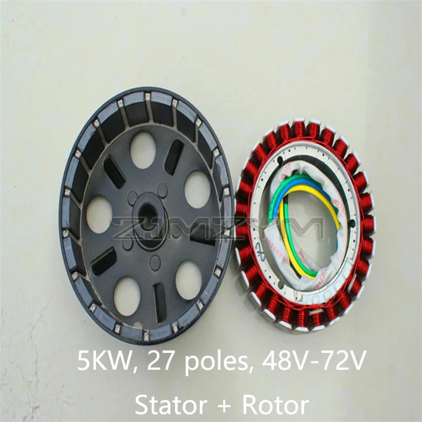 Imagem -05 - Pure Copper Range Extender Gerador Estator Rotor 27-pole Coil 3kw 5kw 24v 48v 60v 72v