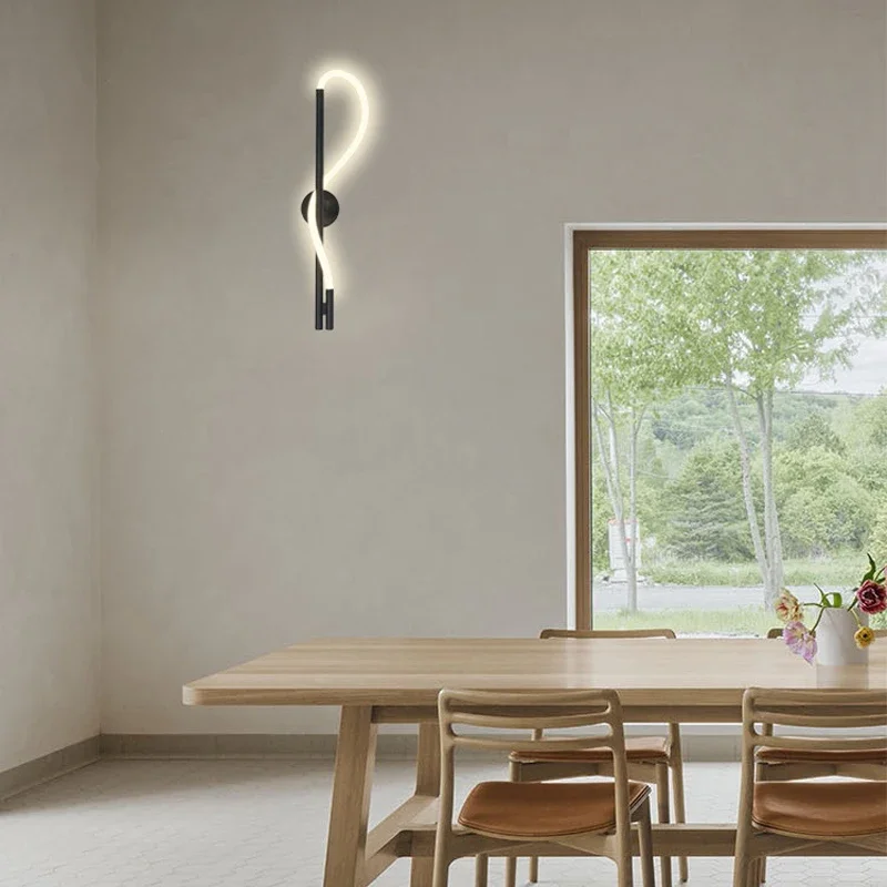 Zeitgenössisches Design Wohnzimmer minimalistische LED-Wandlampen nordische minimalistische Schlafzimmer Bettkopf Licht geformte Linie Kunst Dekor Lichter