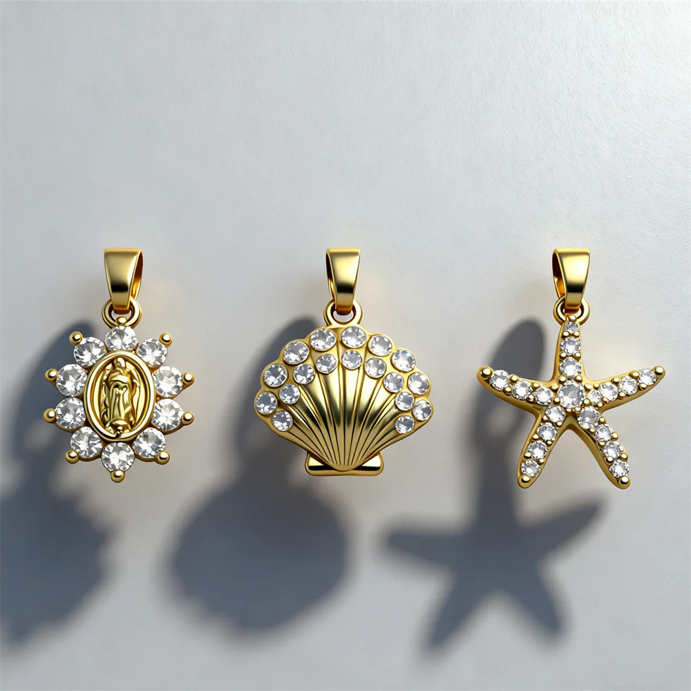 

2Pcs Pendants Brass Charms CZ Starfish Religious Shell DIY Jewelry Charms for Necklace Bracelet Making Craft Steampunk