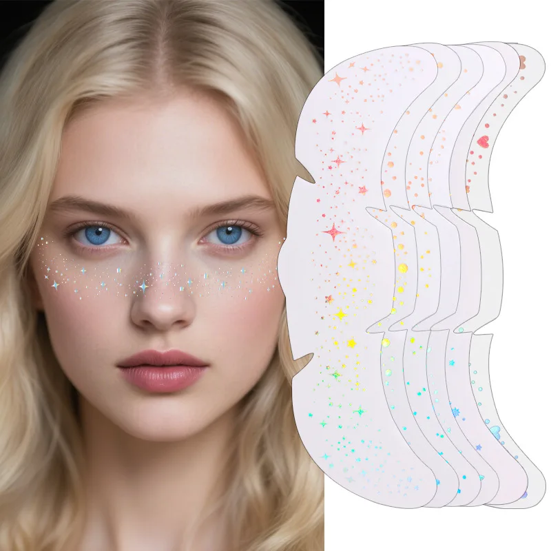 

6pcs Metallic Radiation Golden Silver Fake Freckles Temporary Tattoo Stickers Hot Stamping Freckles Makeup Party Face Makeup