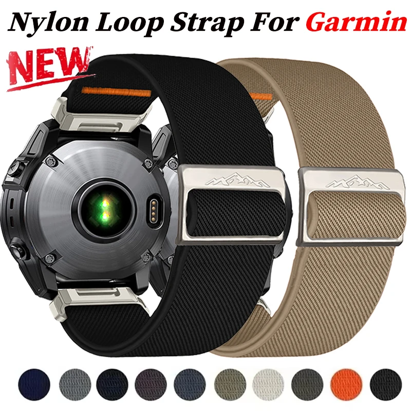 22 26mm Elastic Nylon Loop Strap For Garmin Fenix 8 E 5 5X 6X 6 7 7X Pro/TACTIX/Mk2 Mk2i G1/Enduro 2 3 Sport Bracelet Watchband