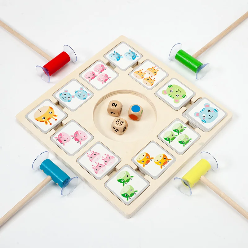 لعبة مغناطيسية مطابقة الحيوانات للتعلم المبكر - ألعاب تعليمية خشبية للأطفال لتفاعل تطوير المهارات الرقمية