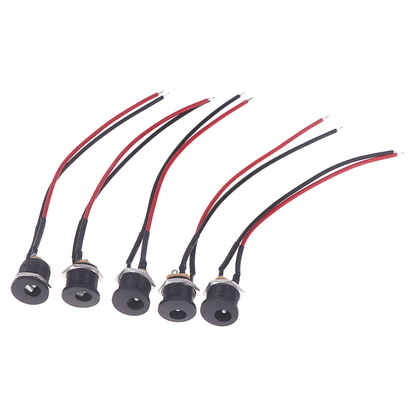 Hot Sale 5/10pcs 5.5 X 2.1mm 5.5*2.5mm Convenient Snap Type DC Power Jack Socket Female Panel Mount Connector Port