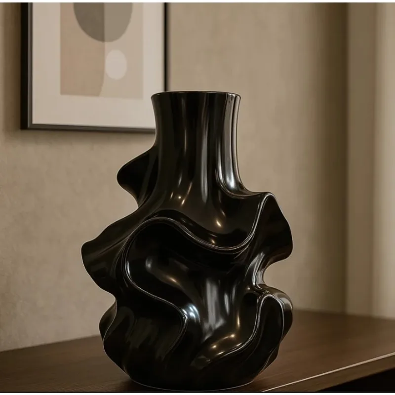 Creative Black White Ceramic Vase Accessories Home Livingroom Flower Arrangement Crafts Store Office Desk Furnishing Ornaments