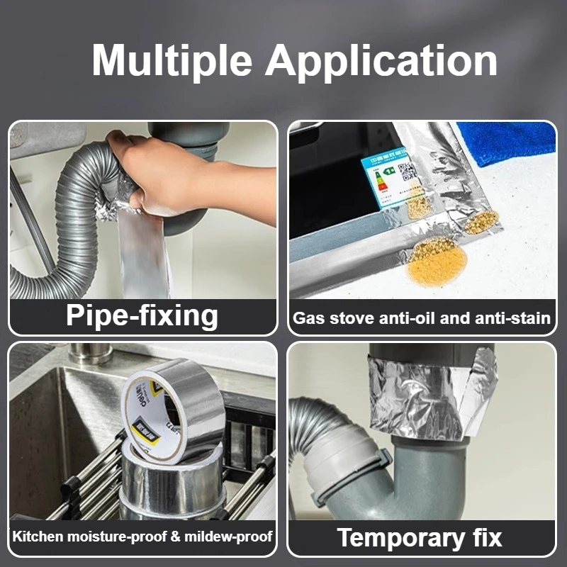 Cinta de papel de aluminio de 4,8 cm de ancho, 20m, sellado de conductos HVAC, secador, ventilación, aislamiento térmico, reparaciones de conductos, resistente al calor, resistente al agua, 2 uds.