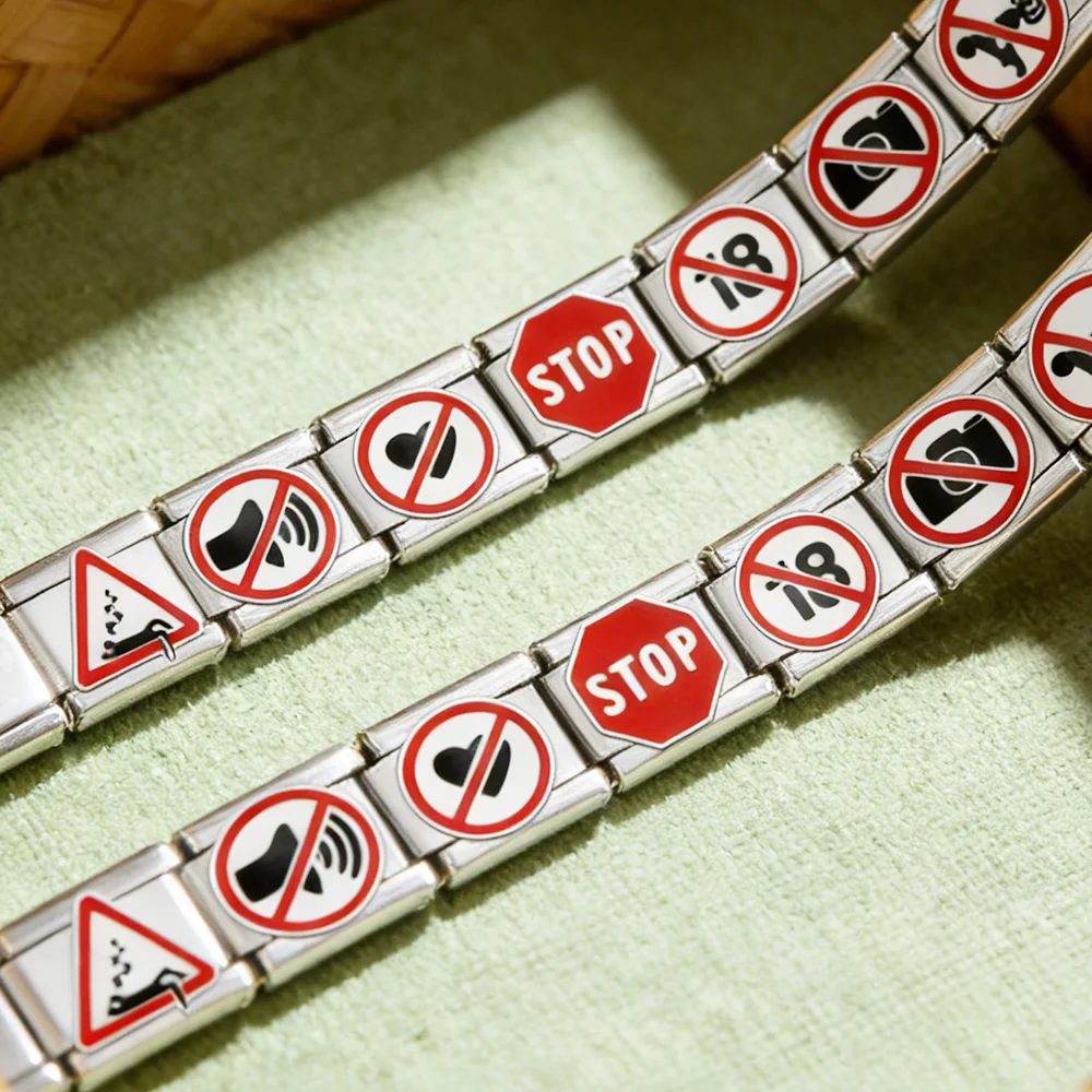 أساور كلاسيكية من الفولاذ المقاوم للصدأ 9 مم بتصميم إيطالي أنيق مع نمط ملصقات سلسلة حمراء لصنع مجوهرات يدوية للنساء والرجال - 2