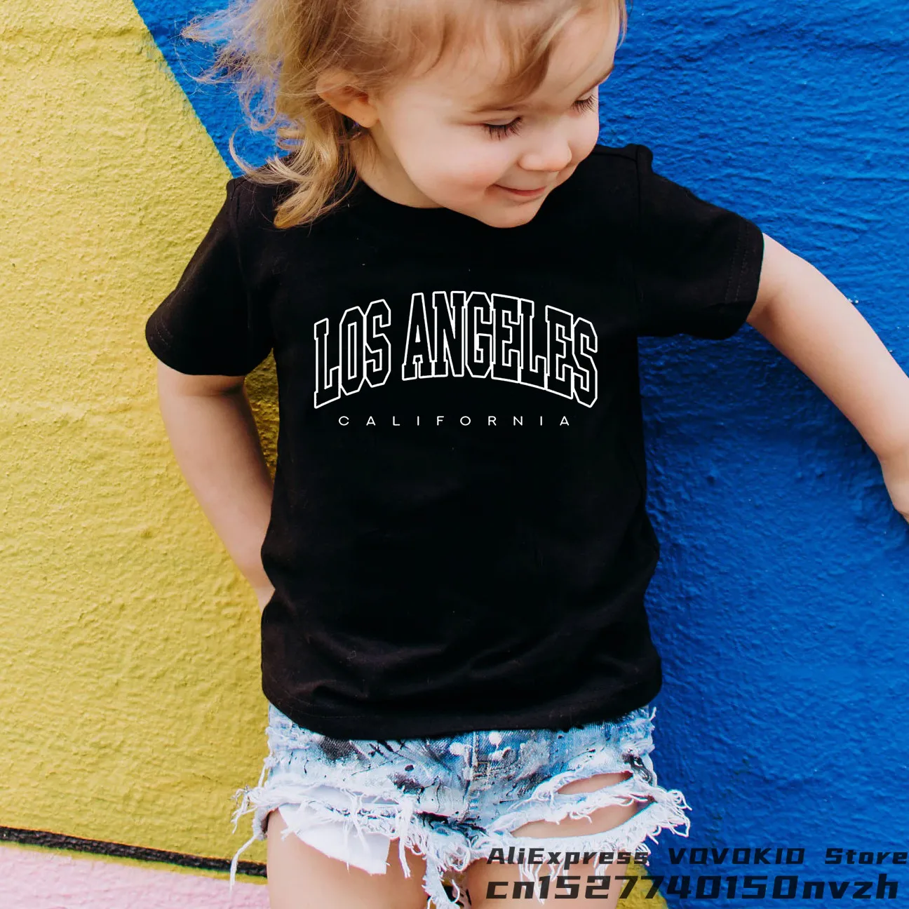 Boy USA California Los Angeles Letter Funny T Shirt Kid Fashion Tops Tee Girl Little Baby Graphic Streetwear Clothes