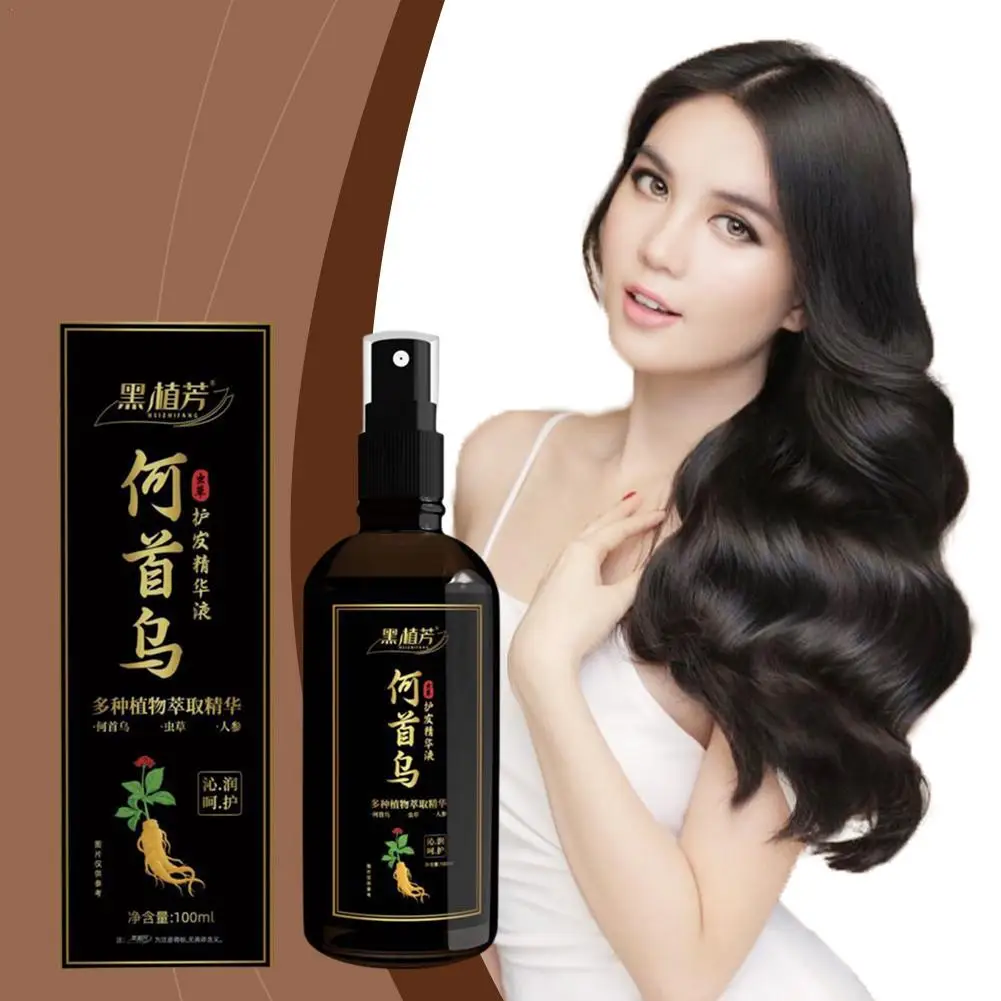 

Polygonum Multiflorum Hair Serum Spray White Grey To Black Cleaning Scalp Moisturizing Repair Damaged Hair Smooth Nourish Care