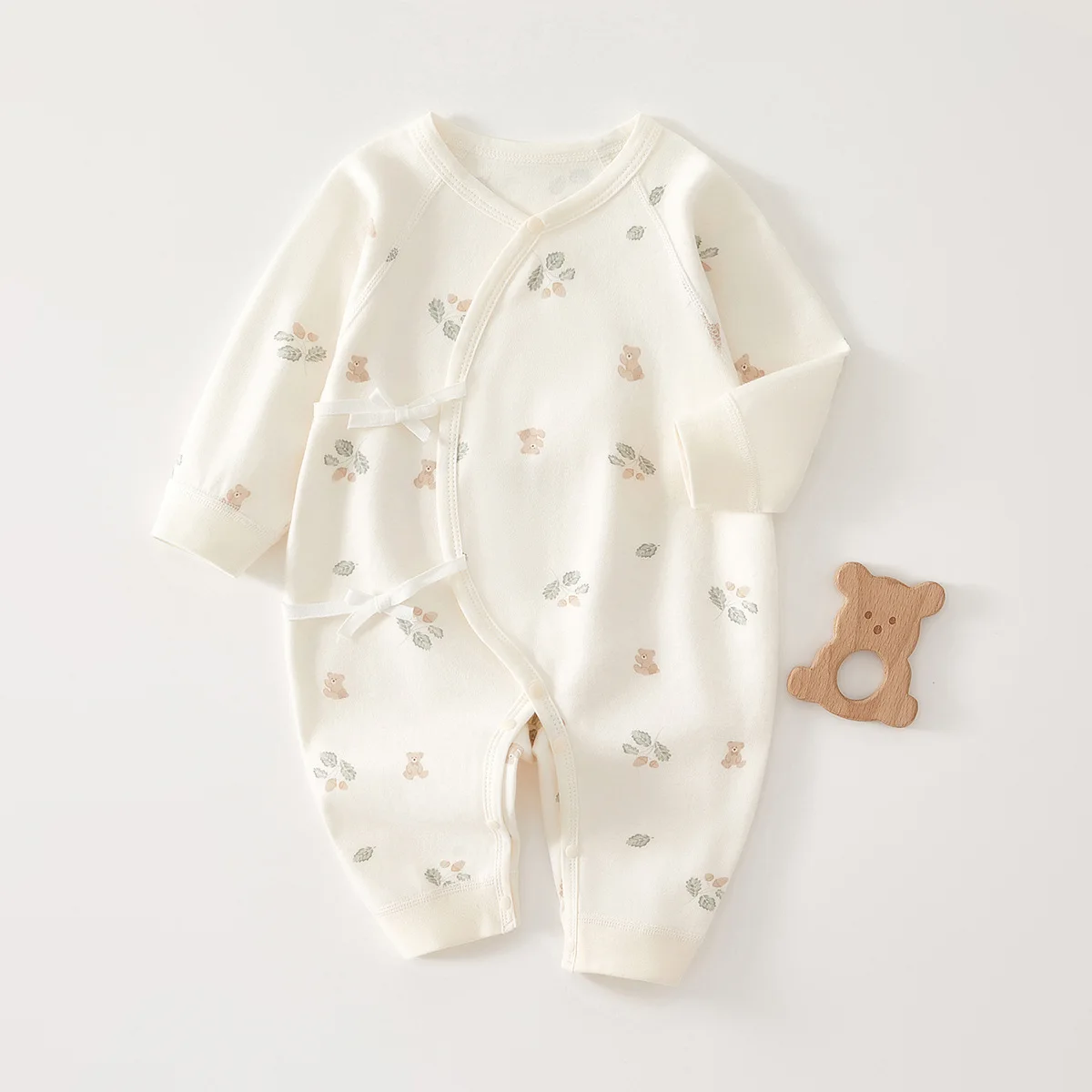 AYNIGIELL Jumpsuit Katun Bayi Baru Lahir Uniseks 0-6M - Pakaian Musim Semi/Musim Gugur Motif Kupu-kupu Kartun