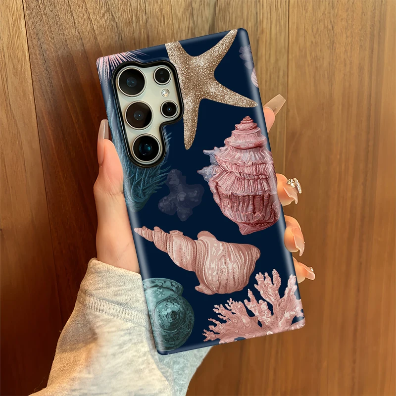 Fcicicase Seestern Conch Shell Muster Hülle für Samsung Galaxy S24 Plus S24+ S25 Ultra S20 FE S23 S 23, luxuriöse stoßfeste Abdeckung