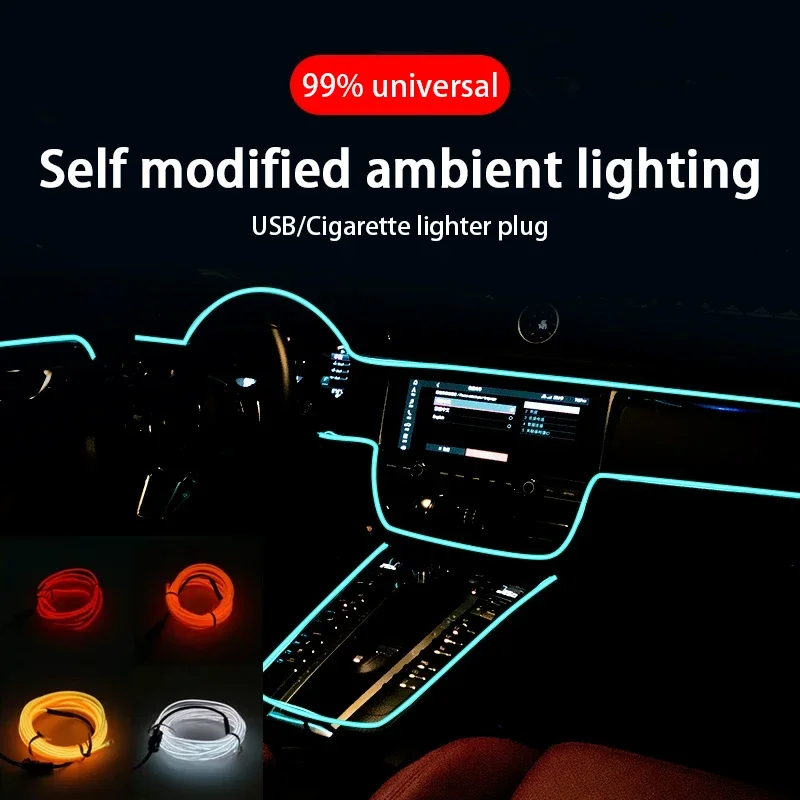 1/2/3/5 متر شريط إضاءة بارد ينبعث منه ضوء السيارة LED الضوء المحيط الداخلي ضوء ديكور وحدة التحكم المركزية شريط إضاءة لوحة القيادة