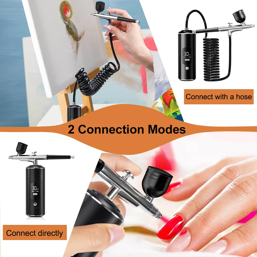 Spray Gun Portable Airbrush with Compressor for Crafts Painting Model Spray Gun Rechargeable Mini Handheld Airbrush Painting Kit