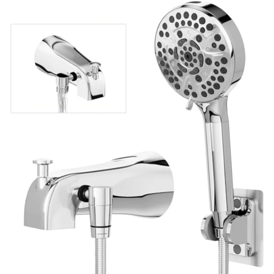 

All Metal Tub Faucet with Sprayer 10 Settings Hand held Shower Bathtub Faucet with Sprayer Chrome