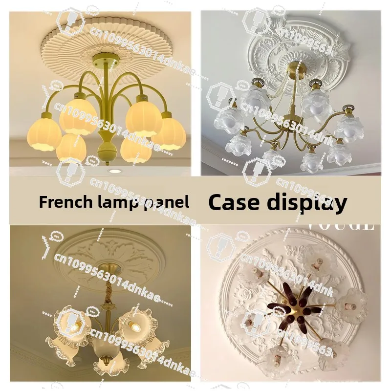 PU Lamp Plate Imitation Gypsum European French Ceiling Lamp Holder Shape Villa Lamp Pool Decoration Lighting Living Room