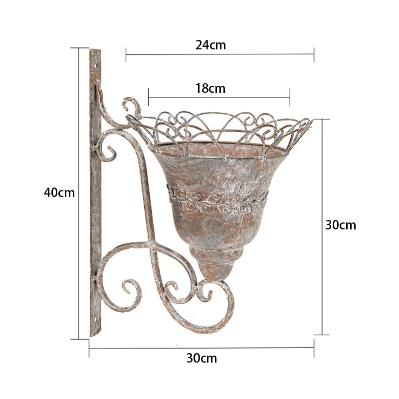 زارع معلق على الحائط ريفي، حامل زهور معدني عتيق، لهجة حديقة مزخرفة #3