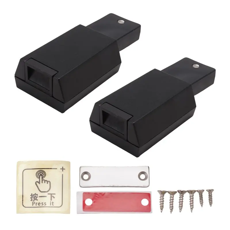 ABZZ-2 Pack Heavy Duty Push Latch & Lock For Door Touch Latches And Catch Magnet Push Release Drawer Pull Tip, Black Dura