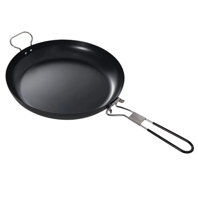 

HOES-Metal Portable Frying Pan Picnic Camping Folding Pan Cookware Non Stick Pan For Camping Accessories
