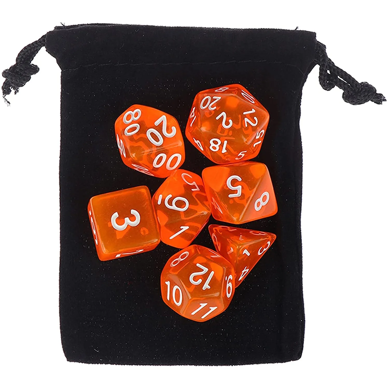 

Polyhedral DND Dice Set • Decorative Tabletop Ornament for RPG & Board Games, Transparent Design in Vibrant Colors