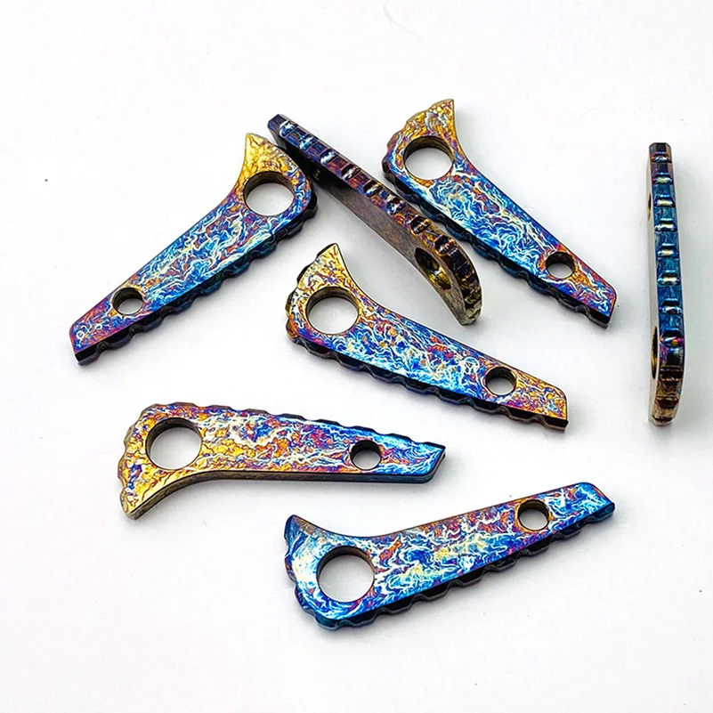 Custom Craquelure Pattern Knife Titanium BACKSPACER BACK SPACER For Genuine Spyderco Paramilitary2 C81 PARA2 Knives Spine Keel