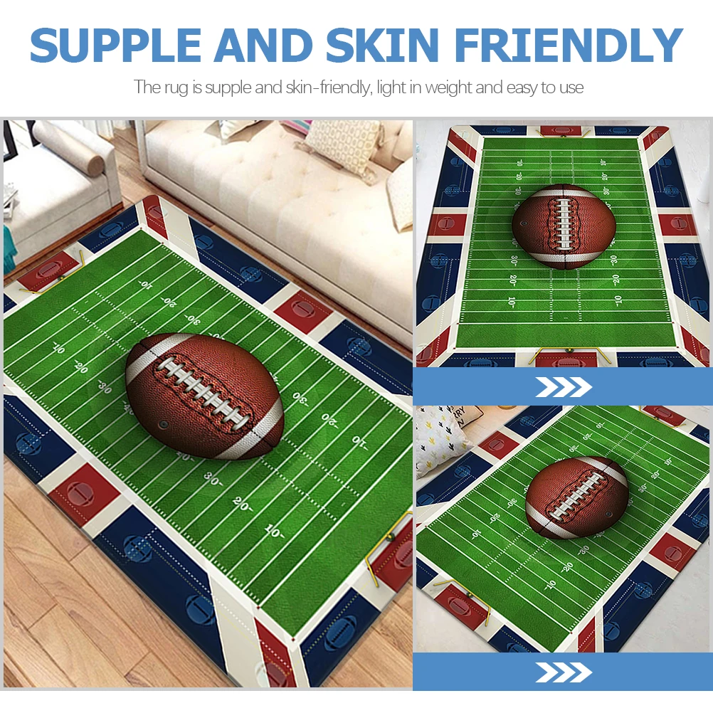 

Soft Non-Slip s Bedroom Rug Playroom Floor Mat Football Field Design Decorative Carpet For Nursery Area