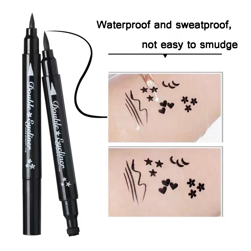 Double Head Liquid Eyeliner Pen Moon Pattern Black Stamp Makeup Waterproof Quick-dry Professional Women Cosmetic Easy to Wear