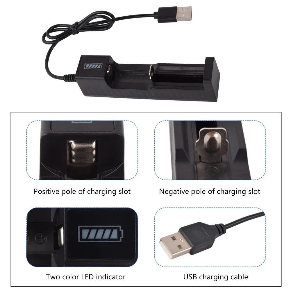 Battery USB Smart Charger Protection for 16340 14500 18650 3.7V Rechargeable Lithium Battery LED Display