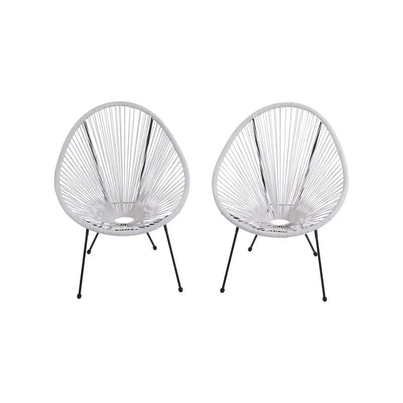 

Set of 2 Outdoor Lounge Chairs with Steel Frame and Powder Coating for Durability