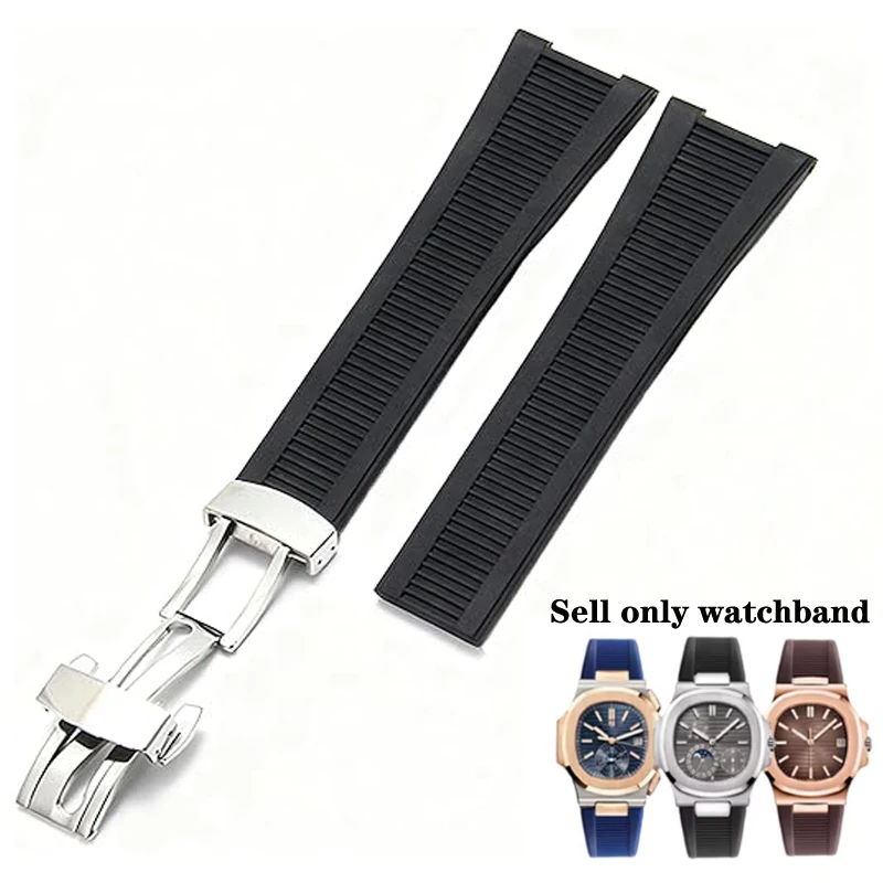 For Patek Philippe Nautilus Watch Strap 5711/5712/5726 Special Concave Interface Waterproof Silicone Watch Accessories band 25mm