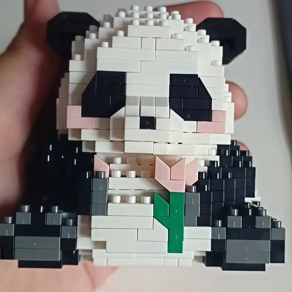 Panda Building Blocks Christmas Birthday Gift for Children Mini 3D Micro Animal Model Kit, Educational Creative Construction Toy