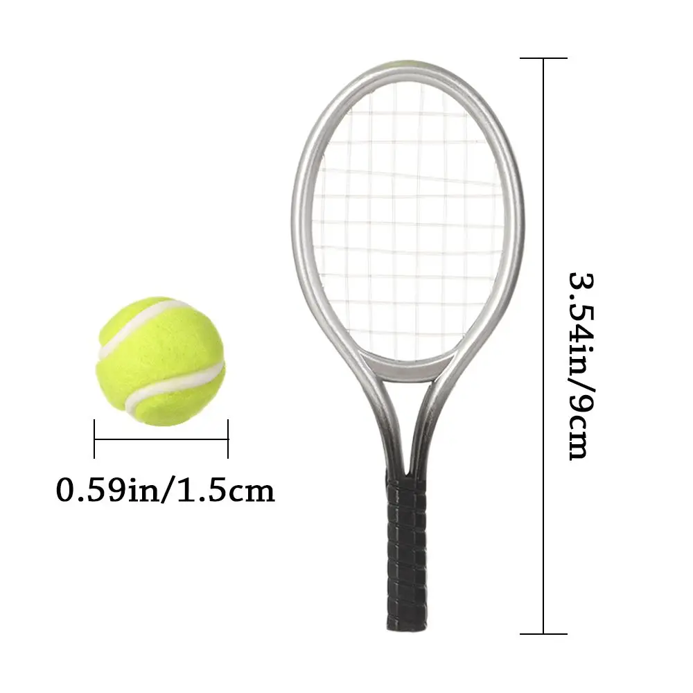 Dollhouse Accessory Doll Tennis Racket Mini Tennis Racket&Ball Miniature Tennis Racket Doll House Tennis Sport Tennis Model