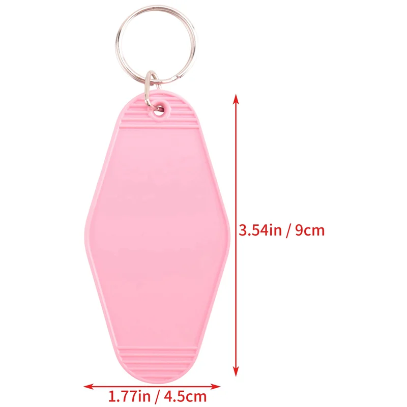 AA49 48 Pcs Vintage Motel Keychain DIY Blank Hotel Keychains Heat Transfer Blank Keychains Bulk Sublimation (Pink)