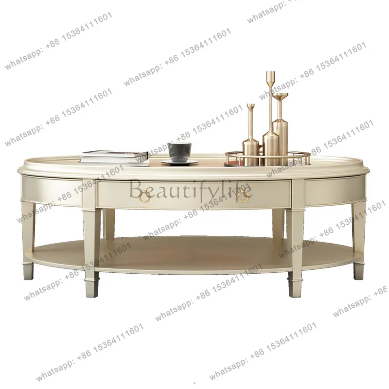 XX. American solid wood coffee table light luxury simple modern creative living room side table