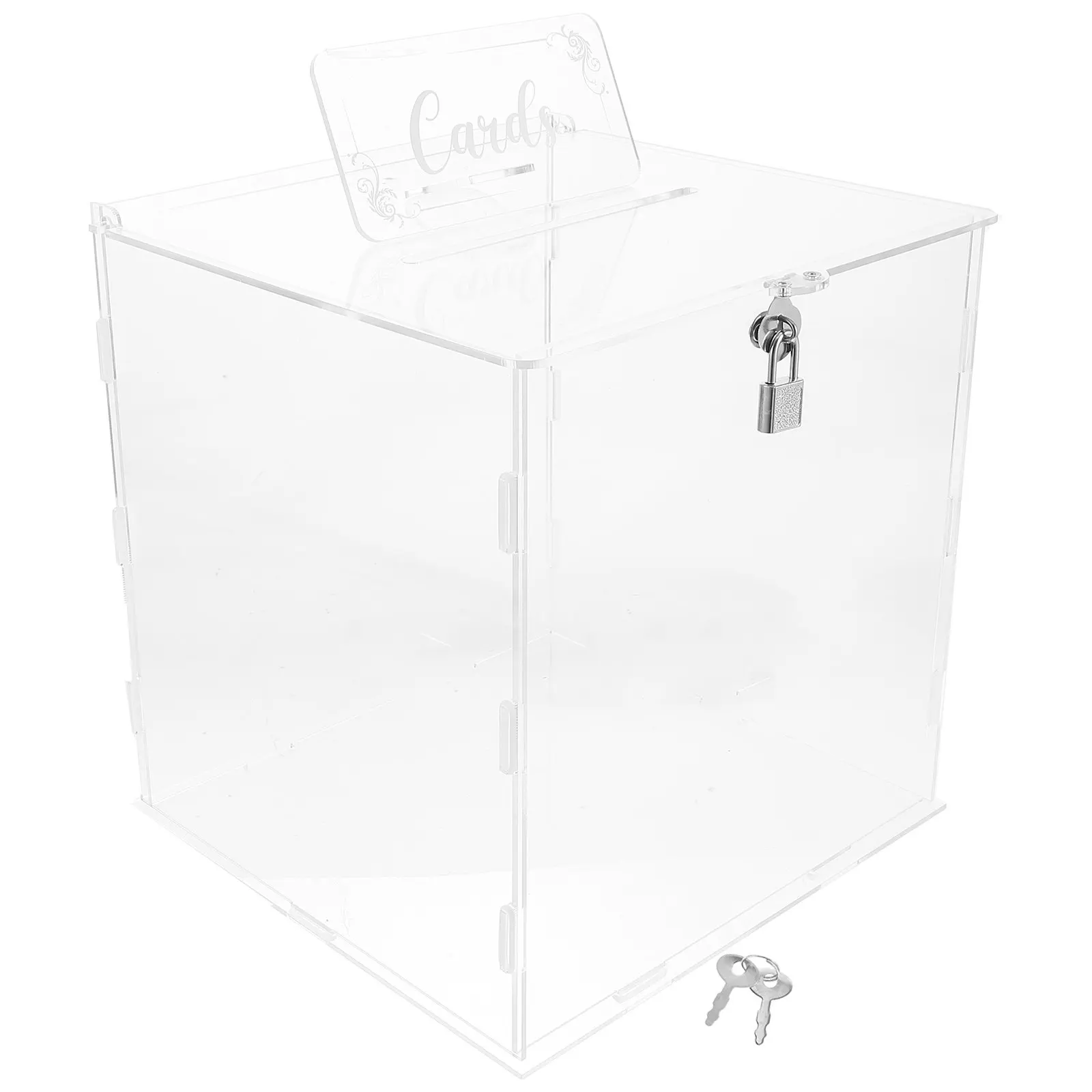 Wedding Card Box Acrylic Clear Lockable Large Card Holder Box for Wedding Party Reception Gift Envelopes Money Cards Storage