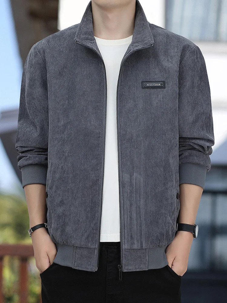 

Men's Casual Cotton Velvet Jaet Spring Autumn Loose Fit Lightweight Long Sve irt Collar Thin Model New Sle 2025